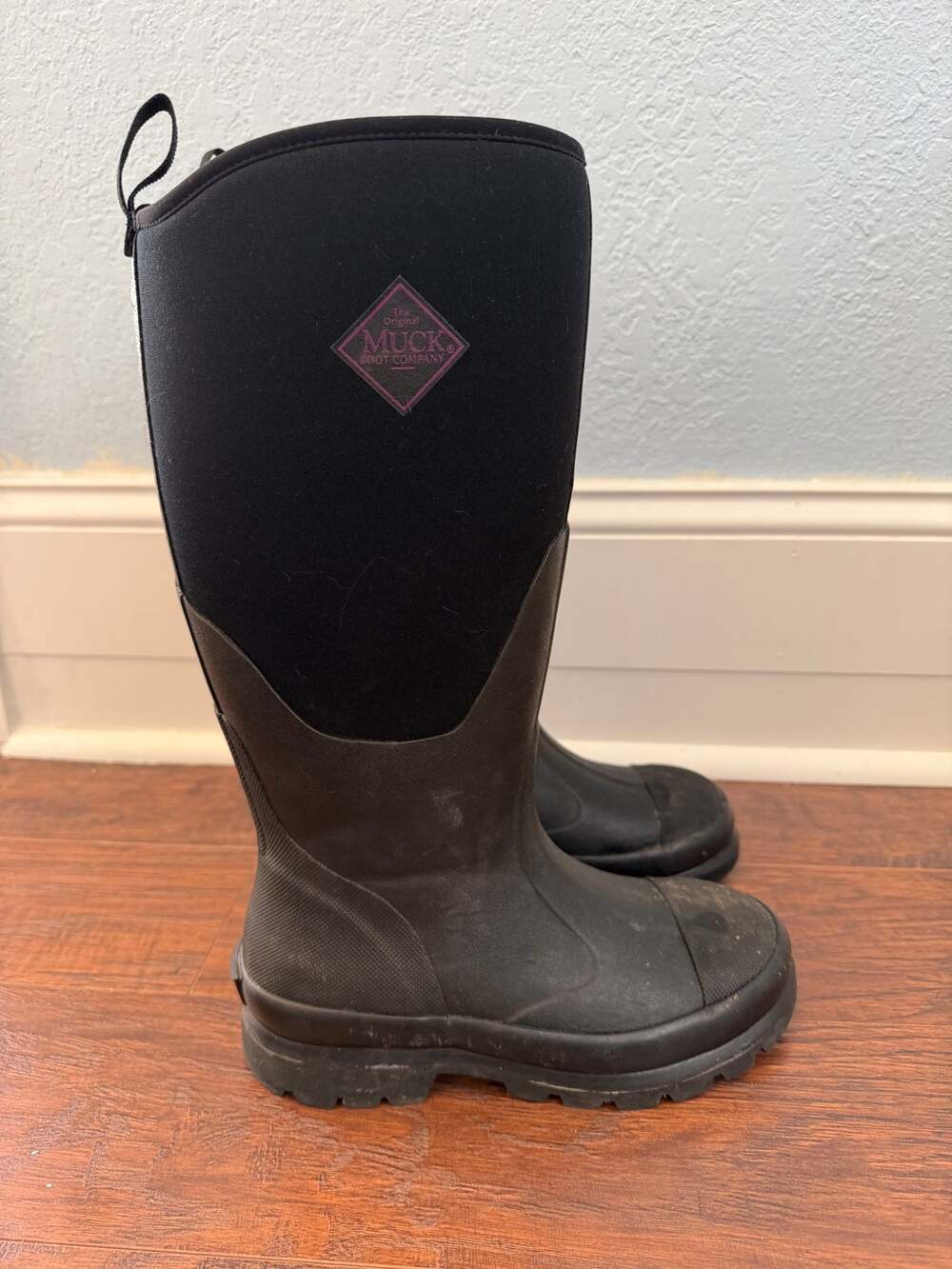 Women's Black Muck Boots Chore Tall Waterproof Rubber Neoprene Work Boots - Sz 6